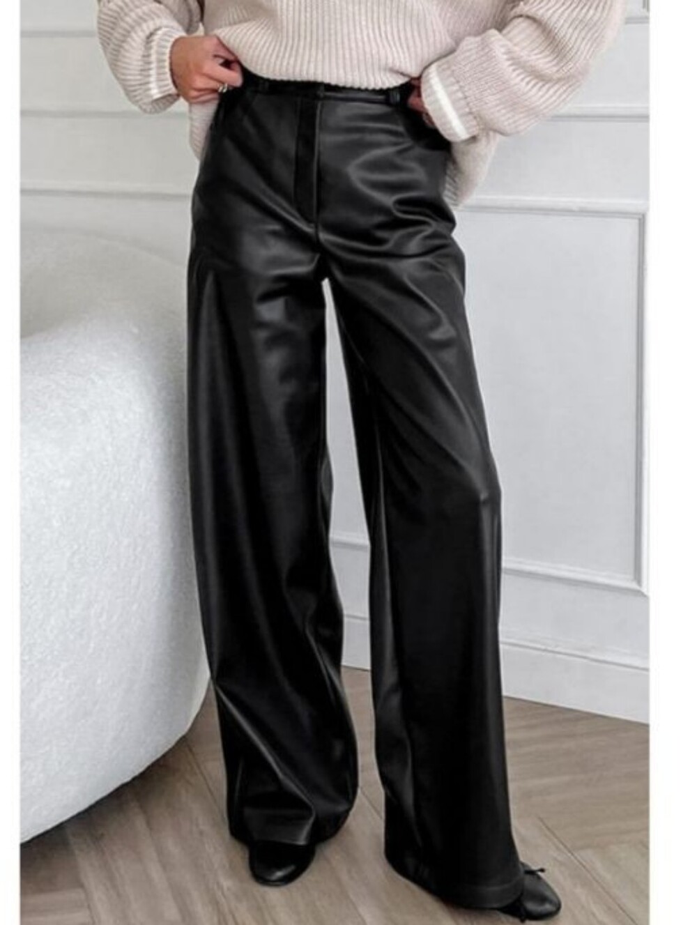 ZARA FAUX LEATHER FLARE TROUSERS